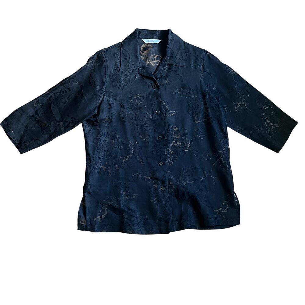 Vintage 80s "TANJAY" Floral Sheer 1/4 Sleeve Top SIZE UNKOWN